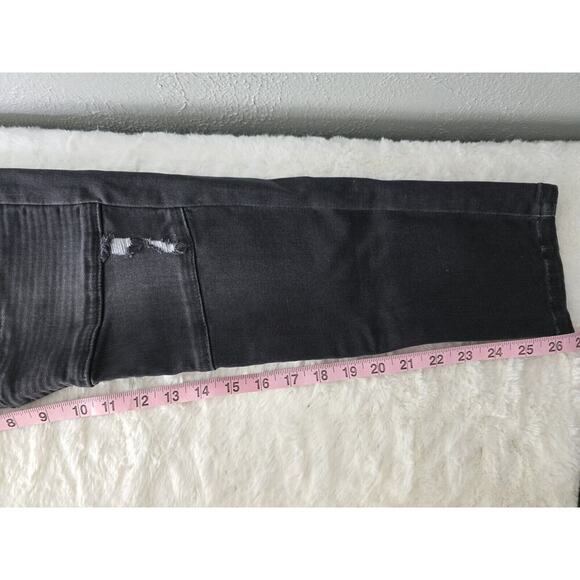 Kancan Wynne Moto Distressed Denim Stretch Black Jeans Size 11/29 Biker - Picture 6 of 13